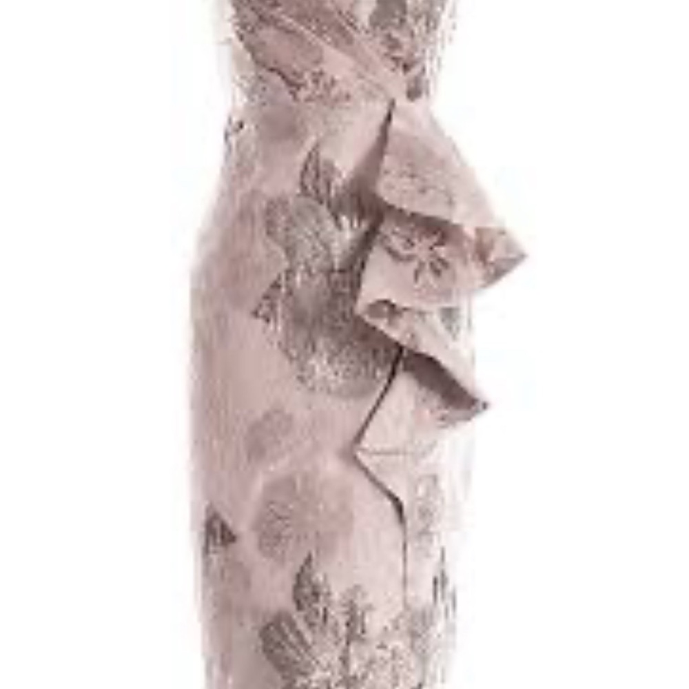 Dress the Population Strapless Floral Dress in Taupe